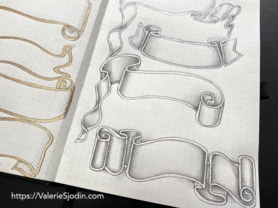 Vintage Banner Stencil for Journal and Planner, Ribbons Template Stencil,  Decorative Stencil 
