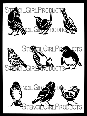 Backyard Birds Stencil | Margaret Peot | StencilGirlProducts