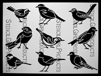 ATC Mixup Backyard Birds 2 Stencil by Margaret Peot