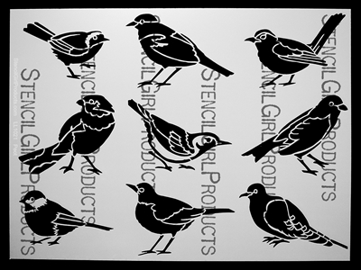 ATC Mixup Backyard Birds 2 Stencil by Margaret Peot