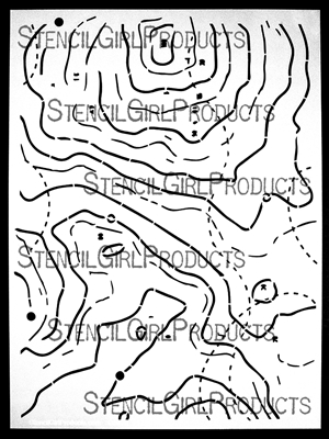 Topographic Map Stencil by DeeDee Catron