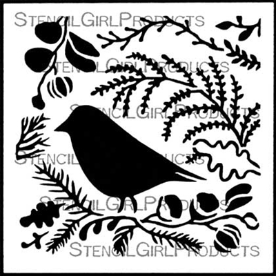 Woodland Blackbird Stencil | Jennifer Evans | StencilGirl Products